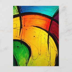 Funky Bright Colours Abstract Art Postcard
