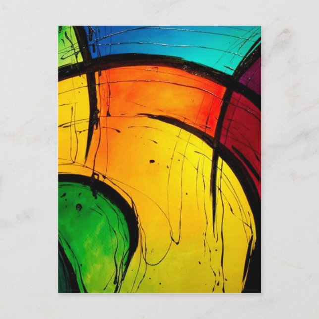 Funky Bright Colours Abstract Art Postcard (Front)