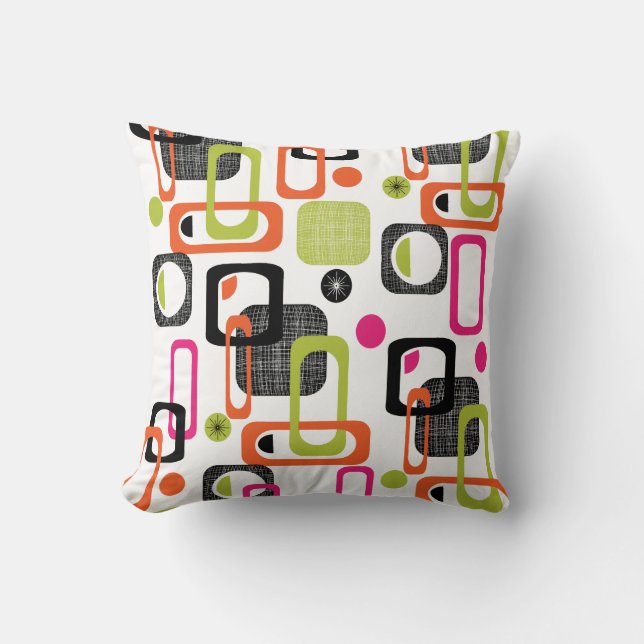Funky Bright Fresh Colourful Geometric Fabric Prin Cushion (Front)