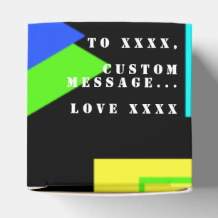 FUNKY BRIGHT RETRO 80S FASHION SHAPES PATTERN GIFT FAVOUR BOX