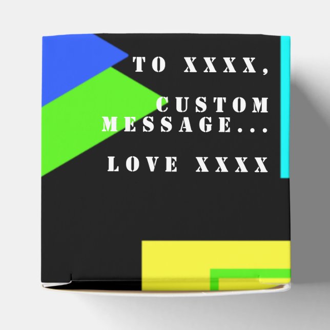 FUNKY BRIGHT RETRO 80S FASHION SHAPES PATTERN GIFT FAVOUR BOX (Top)