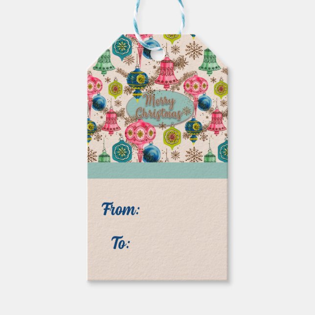 Funky Bright Retro Christmas Gift Tags (Front)
