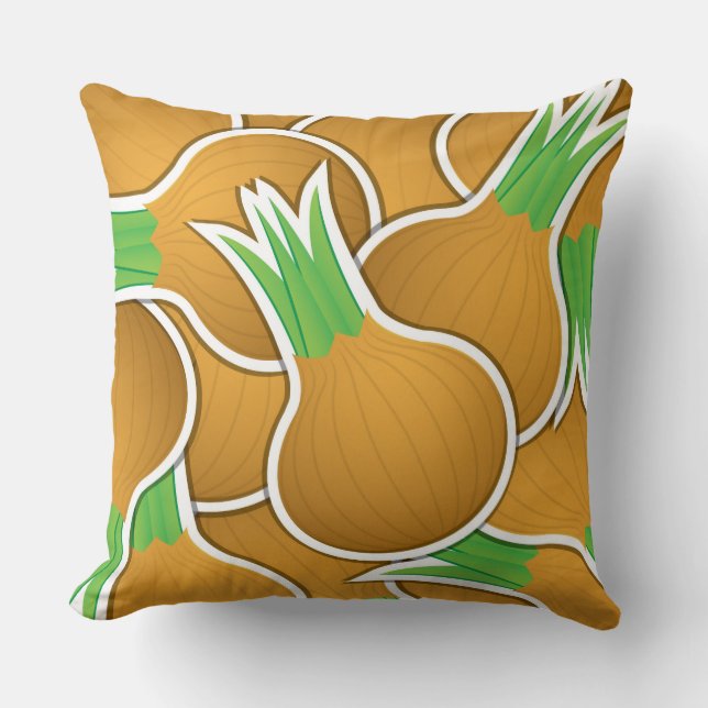 Funky brown onions cushion (Front)