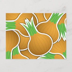 Funky brown onions postcard