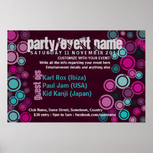 Funky Bubbles Party Event Poster