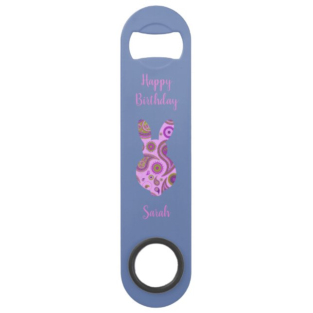 Funky Bunny in Crazy Paisley Bottle Opener (Front)