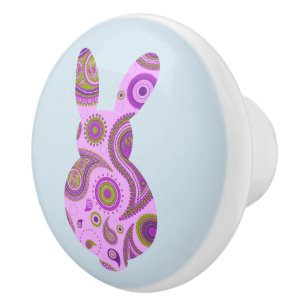 Funky Bunny in Crazy Paisley Ceramic Knob