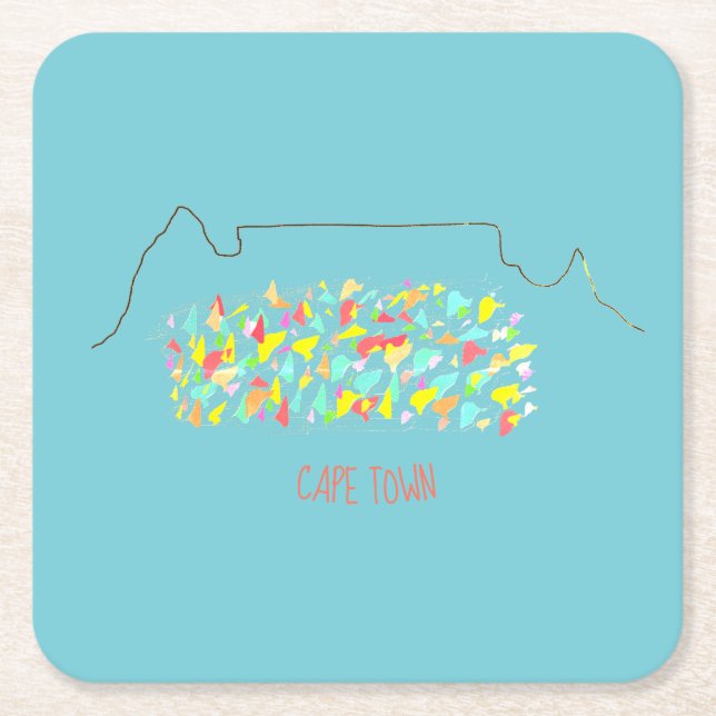 Funky Cape Town Table Mountain Colourful Coaster (Front)