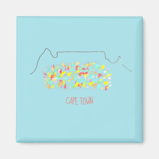 Funky Cape Town Table Mountain Colourful Magnet (Front)