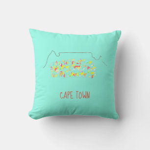 Funky Cape Town ZA Table Mountain Colourful Cushion