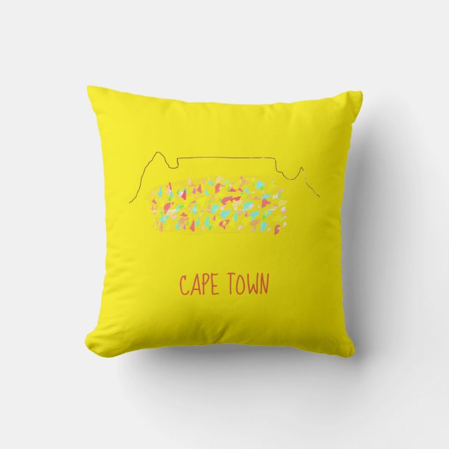 Funky Cape Town ZA Table Mountain Colourful Cushion (Front)