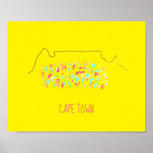 Funky Cape Town ZA Table Mountain Colourful Poster
