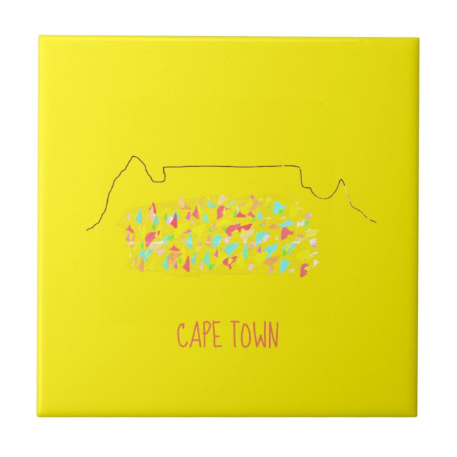 Funky Cape Town ZA Table Mountain Colourful Tile (Front)