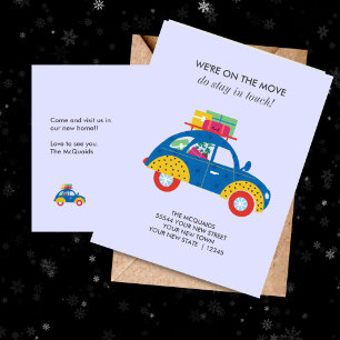 Funky Car Moving Home Announcement Postcard