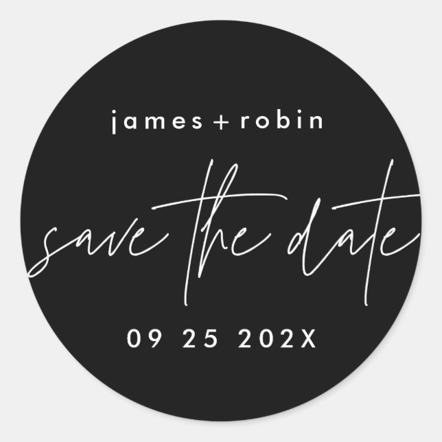 Funky Casual Onyx Black Elegant Modern Classic Round Sticker (Front)