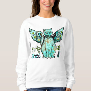 Funky Cat (Ladies Long Sleeve T-Shirt) Sweatshirt
