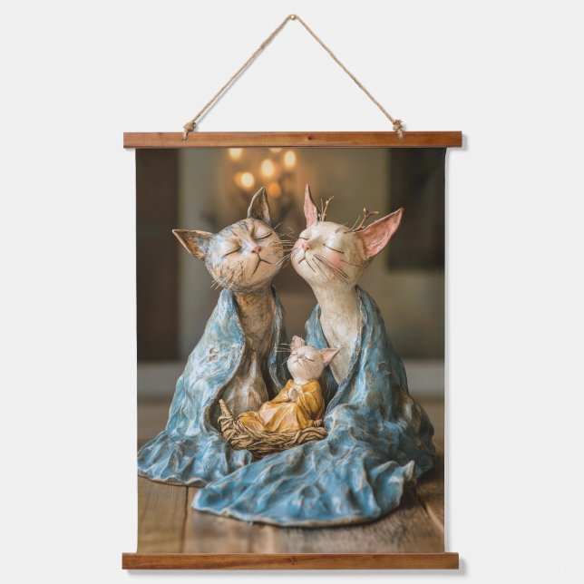Funky Cat Nativity Hanging Tapestry (Front)