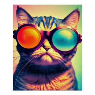 Funky Cat's Psychedelic Acid Dream World Poster