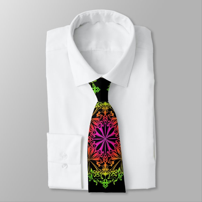 Funky chakra design, floral boho scared geometry tie (Tied)
