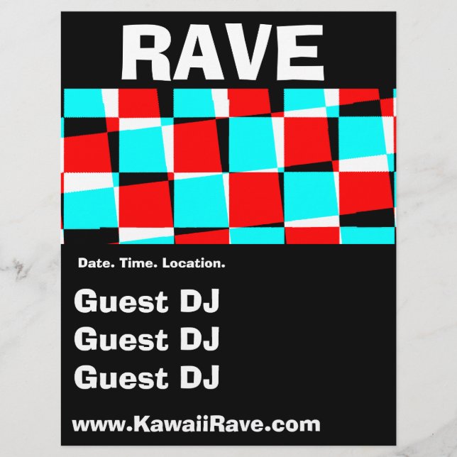 Funky Chequerboard Custom Rave Flyers (Front)