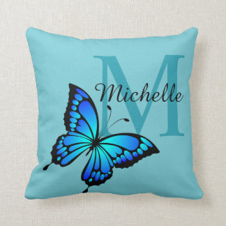 Funky Chic Butterfly Monogram Throw Pillow