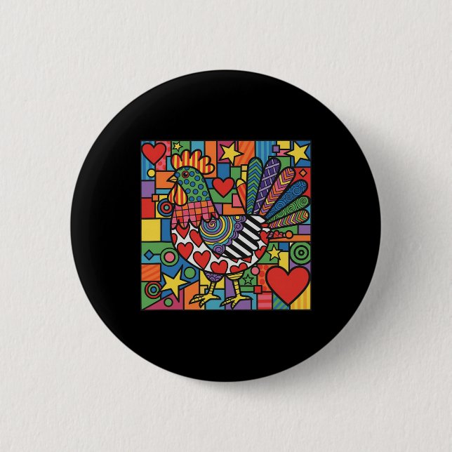 Funky Chicken _1  6 Cm Round Badge (Front)