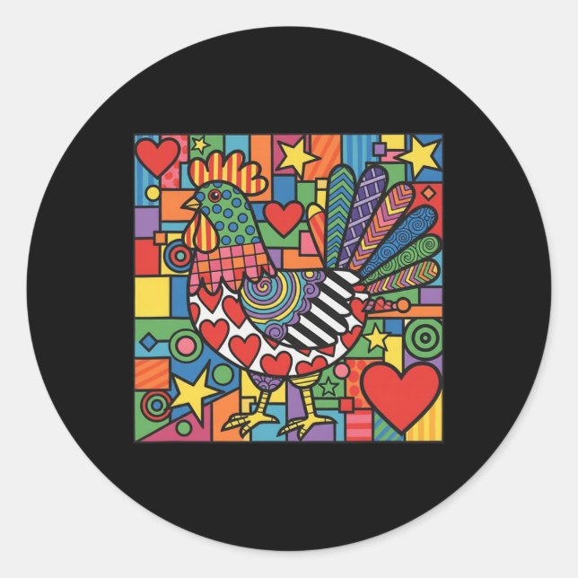Funky Chicken _1  Classic Round Sticker (Front)