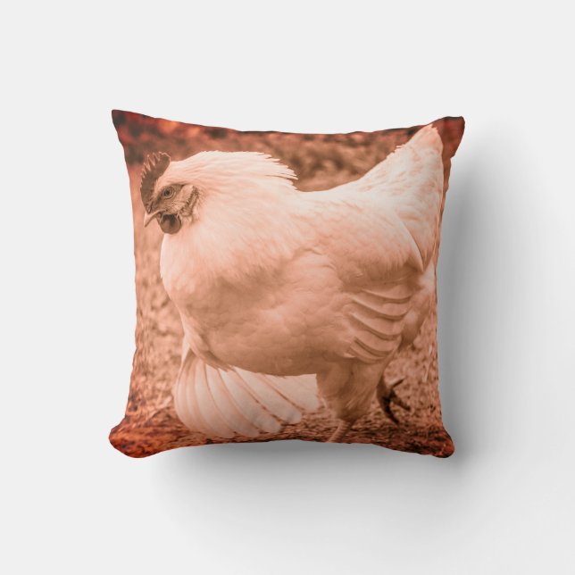 Funky Chicken Hen Hy-Line Silver Brown Cushion (Front)