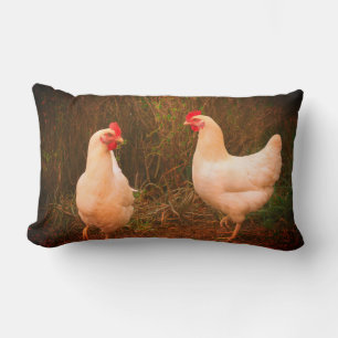 Funky Chicken Hen Hy-Line Silver Brown Lumbar Cushion