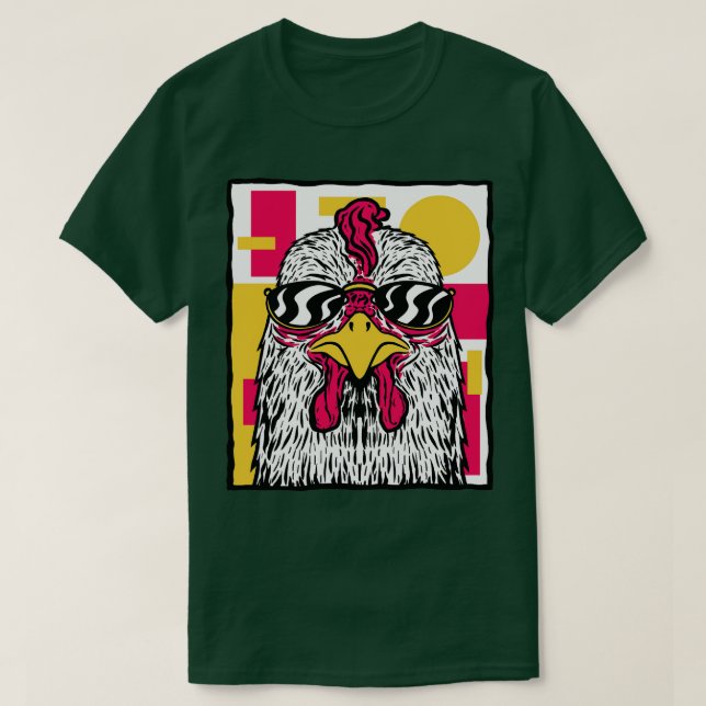 Funky Chicken Illustration T-Shirt (Design Front)