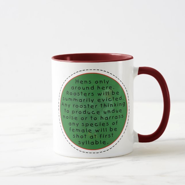 Funky Chicken with Rooster warning Mug (Right)