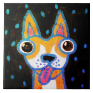 Funky Chihuahua Abstract Art Tile