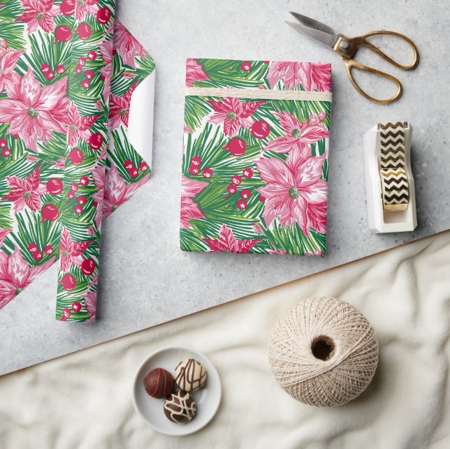 Funky Christmas Foliage Patterned  Wrapping Paper (Crafts)