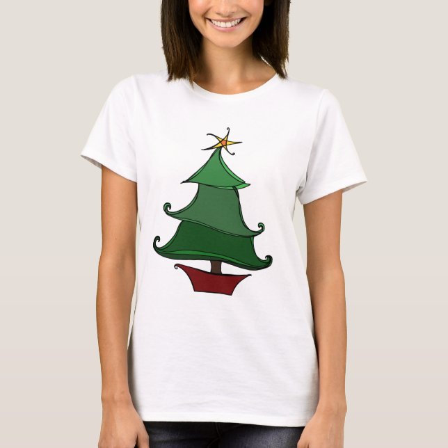 Funky Christmas Tree Sketch T-Shirt (Front)