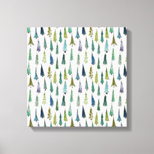 Funky Christmas Trees (Cute Illustrated Art) Canvas Print