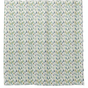Funky Christmas Trees (Cute Illustrated Art) Shower Curtain