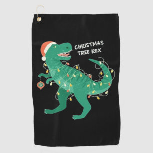 Funky christmas winter dinosaur tree golf towel