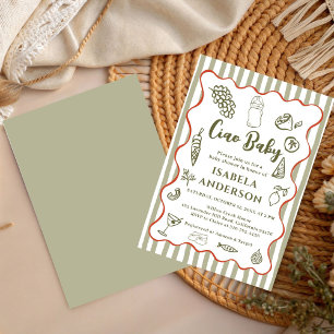 Funky Ciao Baby Hand Drawn Italian Baby Shower  Invitation