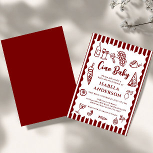 Funky Ciao Baby Hand Drawn Italian Baby Shower  Invitation