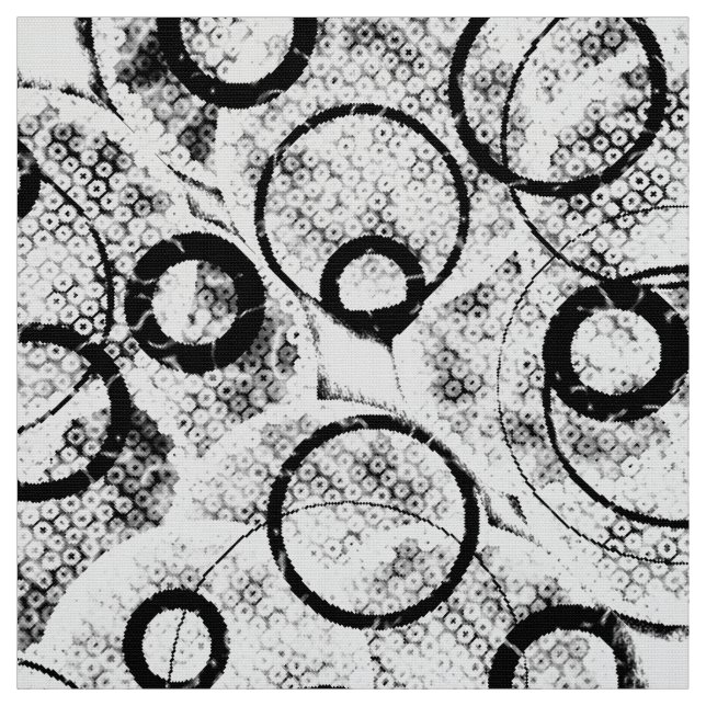 Funky Circle Fabric in Black and White (Swatch)