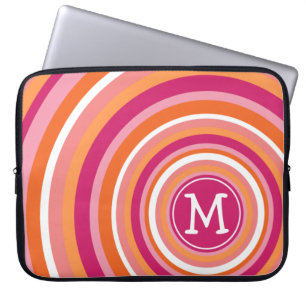 Funky Circle Pattern with Monogram Laptop Sleeve