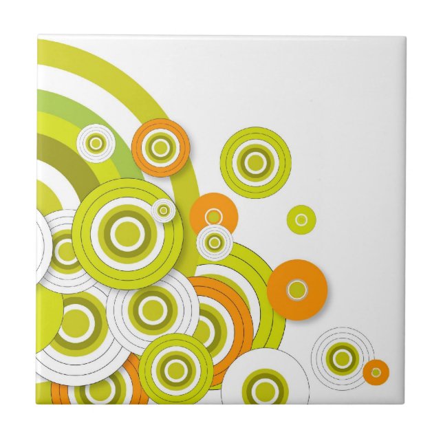 Funky circles green and orange customised products tile (Front)