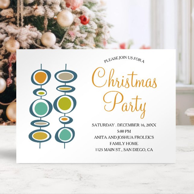 Funky Circles Mid Century Christmas Holidays Invitation (Creator Uploaded)