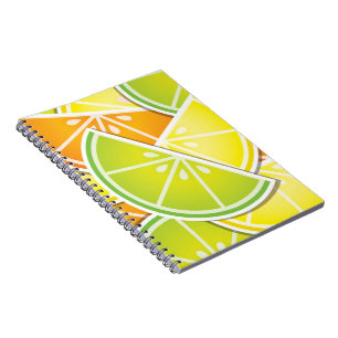 Funky citrus wedges spiral notebook