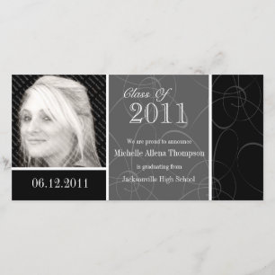 Funky Classic Black Swirls Graduation 2011 Photo C Announcement