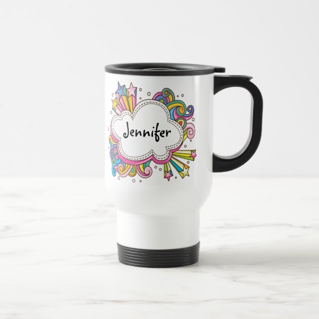 Funky Cloud Personalised Travel Mug (Right)