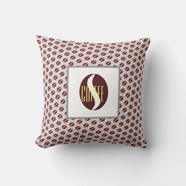 Funky Coffee Beans Pattern Cushion Throw Pillow (Front)