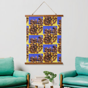 Funky Coffee Lover Beans Texture Hanging Tapestry