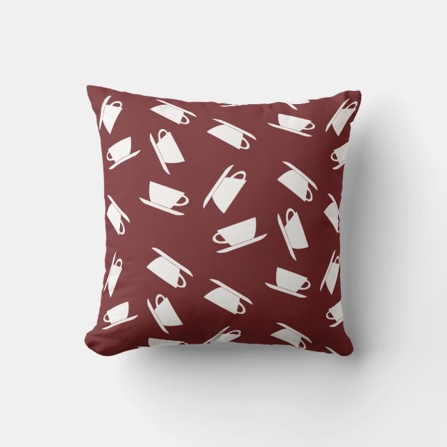 Funky Coffee Mug Cup Pattern Cushion Throw Pillow (Front)