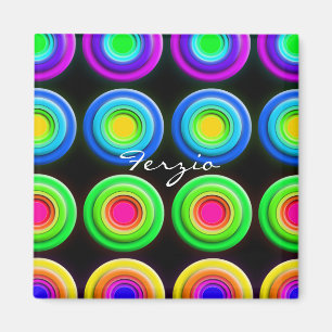 Funky Colorful 3D Circles Magnet